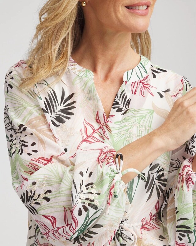 Drawstring Crinkle Chiffon Blouse - image 4